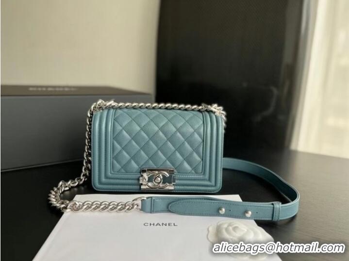 Trendy Design SMALL BOY CHANEL HANDBAG Calfskin & Silver-Tone Metal A67085 Light Blue