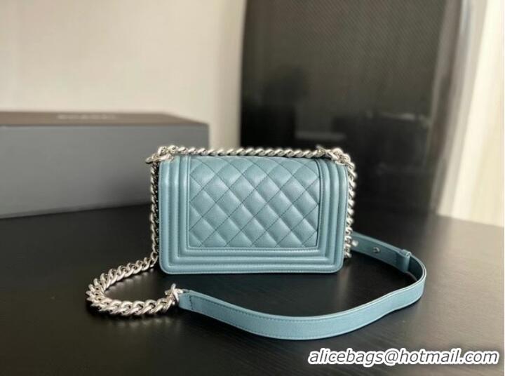 Trendy Design SMALL BOY CHANEL HANDBAG Calfskin & Silver-Tone Metal A67085 Light Blue