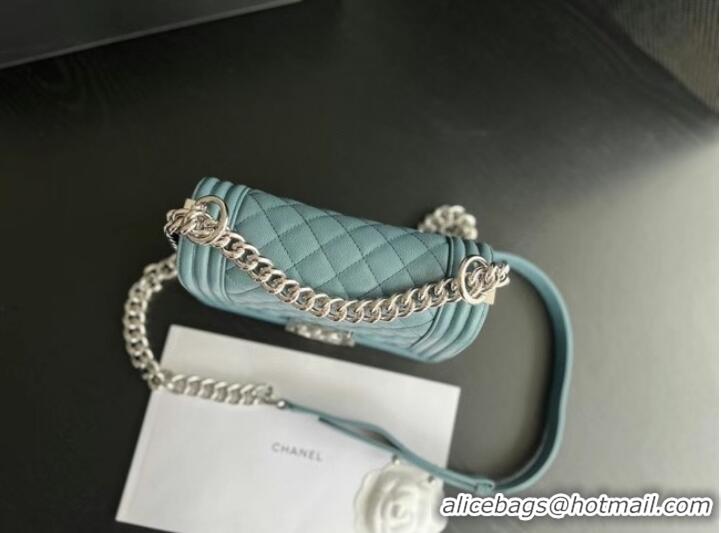 Trendy Design SMALL BOY CHANEL HANDBAG Calfskin & Silver-Tone Metal A67085 Light Blue