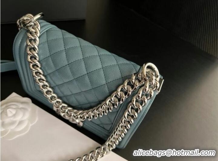 Trendy Design SMALL BOY CHANEL HANDBAG Calfskin & Silver-Tone Metal A67085 Light Blue