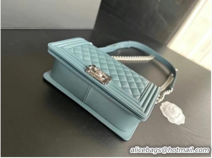 Reasonable Price BOY CHANEL HANDBAG Calfskin & Silver-Tone Metal A67086 Light Blue