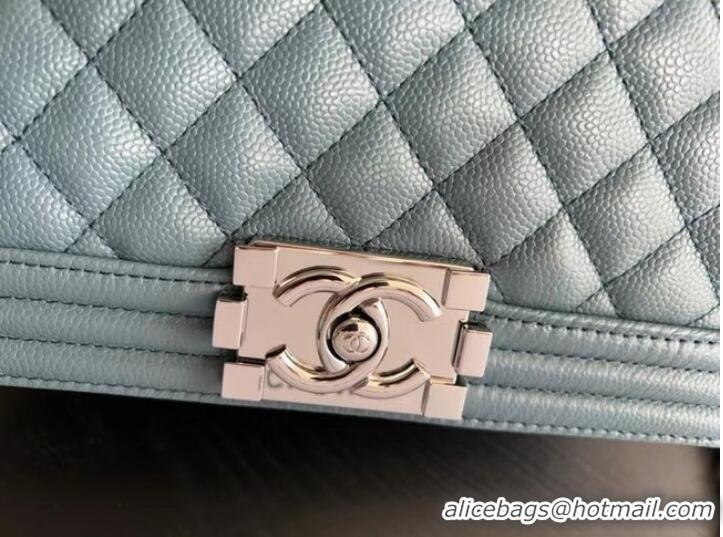 Reasonable Price BOY CHANEL HANDBAG Calfskin & Silver-Tone Metal A67086 Light Blue