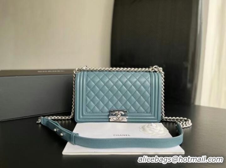 Reasonable Price BOY CHANEL HANDBAG Calfskin & Silver-Tone Metal A67086 Light Blue