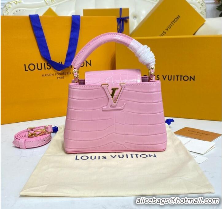 New Style Louis Vuitton crocodile skin CAPUCINES MINI M81190 pink