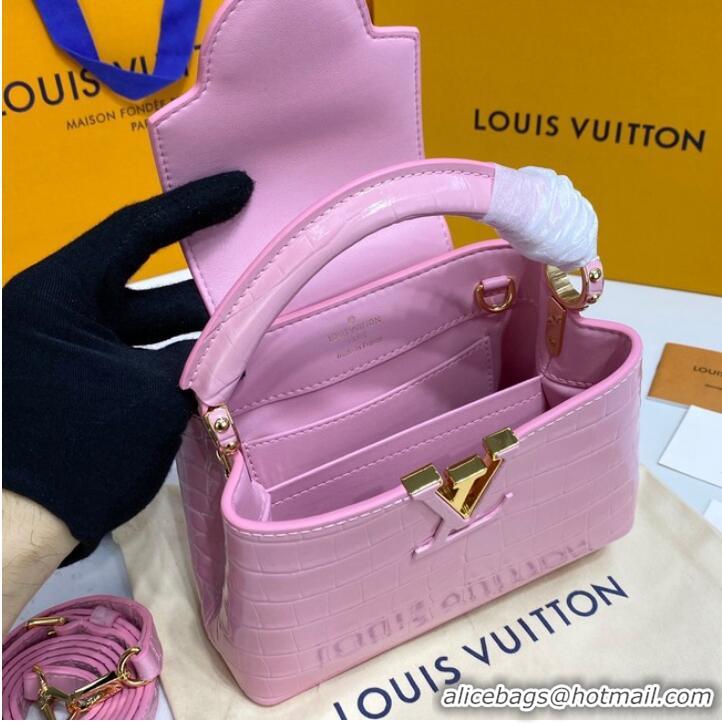 New Style Louis Vuitton crocodile skin CAPUCINES MINI M81190 pink