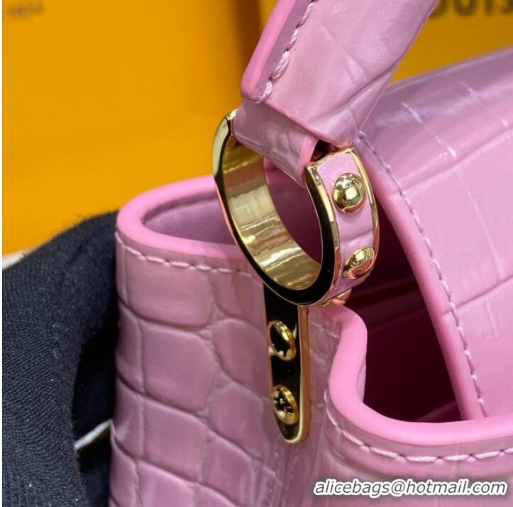 New Style Louis Vuitton crocodile skin CAPUCINES MINI M81190 pink