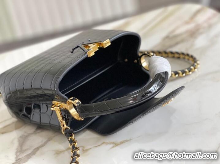 Good Product Louis Vuitton crocodile skin CAPUCINES MINI M81190 black