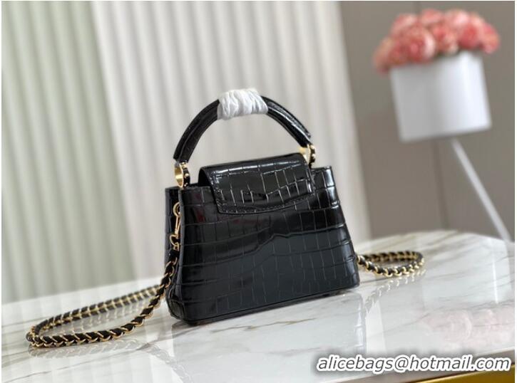 Good Product Louis Vuitton crocodile skin CAPUCINES MINI M81190 black