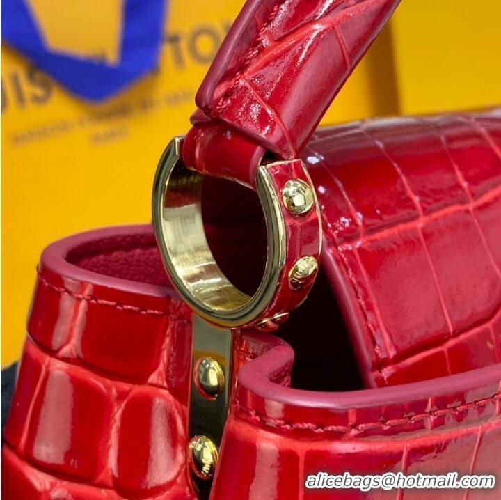 Buy Inexpensive Louis Vuitton crocodile skin CAPUCINES MINI M81190 red