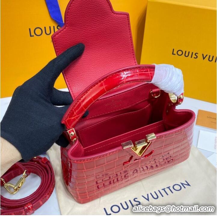 Buy Inexpensive Louis Vuitton crocodile skin CAPUCINES MINI M81190 red