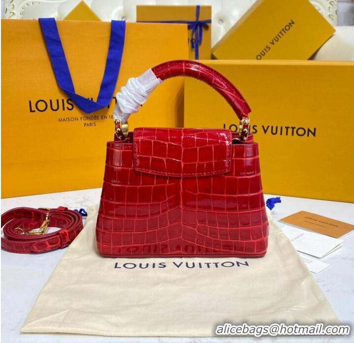 Buy Inexpensive Louis Vuitton crocodile skin CAPUCINES MINI M81190 red