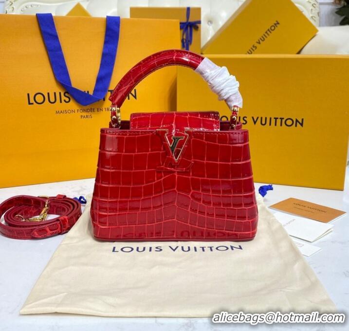 Buy Inexpensive Louis Vuitton crocodile skin CAPUCINES MINI M81190 red