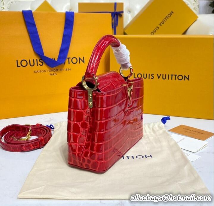 Buy Inexpensive Louis Vuitton crocodile skin CAPUCINES MINI M81190 red