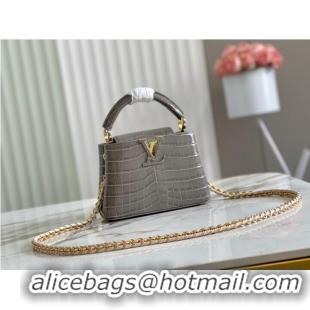 Buy Discount  Louis Vuitton crocodile skin CAPUCINES MINI M81190 gray