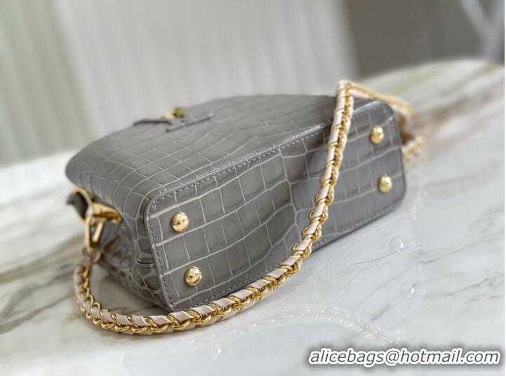 Buy Discount  Louis Vuitton crocodile skin CAPUCINES MINI M81190 gray