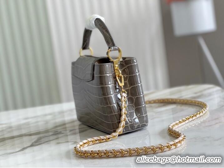 Buy Discount  Louis Vuitton crocodile skin CAPUCINES MINI M81190 gray