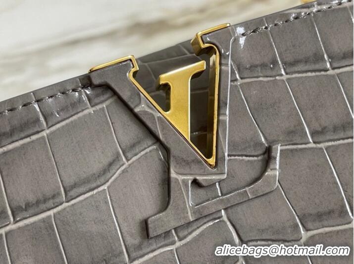 Buy Discount  Louis Vuitton crocodile skin CAPUCINES MINI M81190 gray