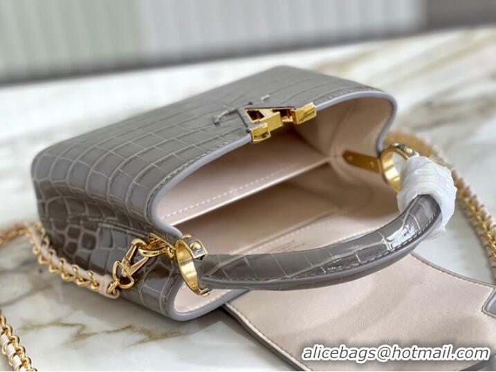 Buy Discount  Louis Vuitton crocodile skin CAPUCINES MINI M81190 gray