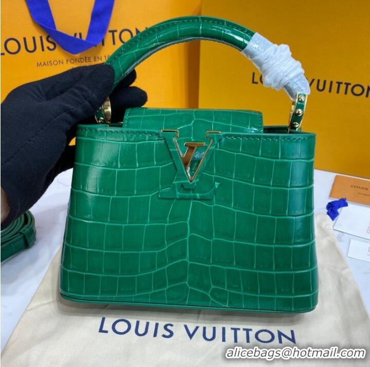 Famous Brand Louis Vuitton crocodile skin CAPUCINES MINI M81190 green