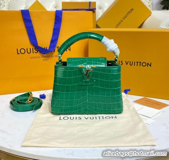 Famous Brand Louis Vuitton crocodile skin CAPUCINES MINI M81190 green