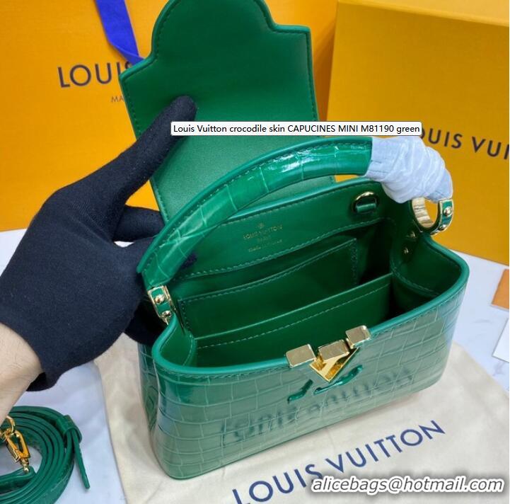 Famous Brand Louis Vuitton crocodile skin CAPUCINES MINI M81190 green