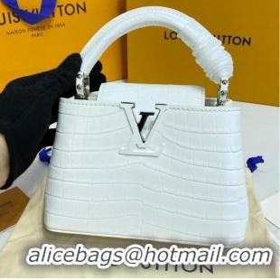 Unique Grade Louis Vuitton crocodile skin CAPUCINES MINI M81190 White