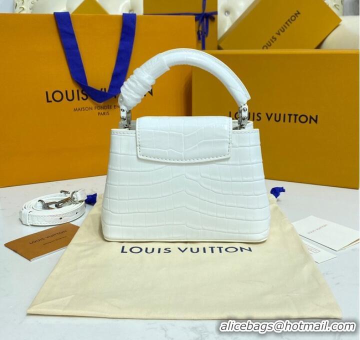 Unique Grade Louis Vuitton crocodile skin CAPUCINES MINI M81190 White