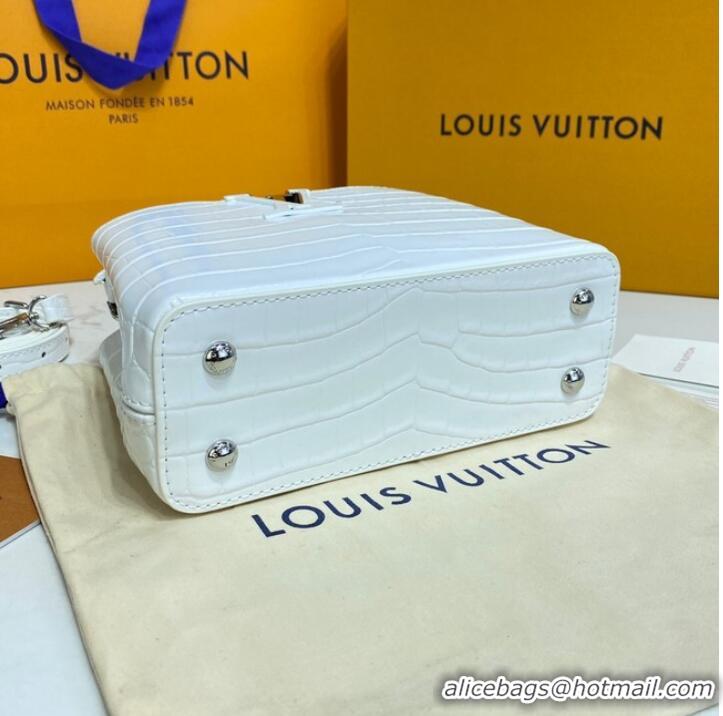 Unique Grade Louis Vuitton crocodile skin CAPUCINES MINI M81190 White