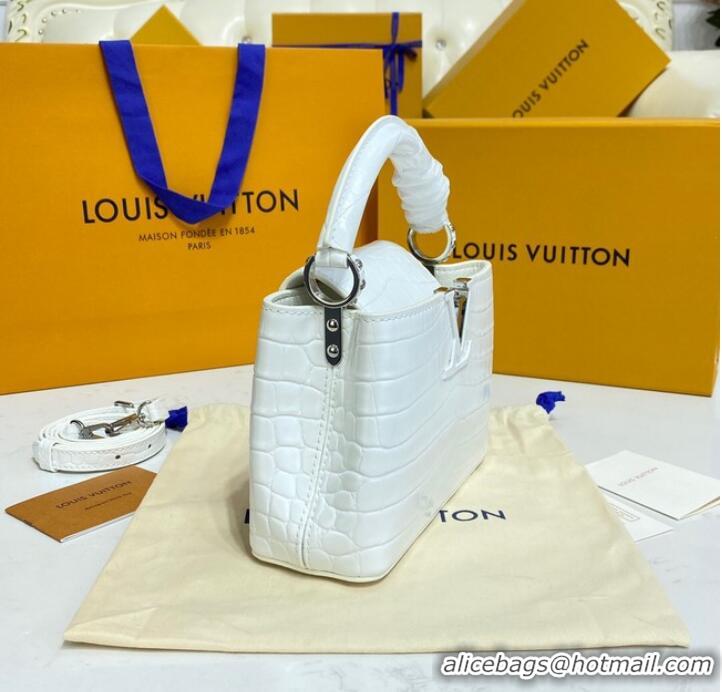 Unique Grade Louis Vuitton crocodile skin CAPUCINES MINI M81190 White