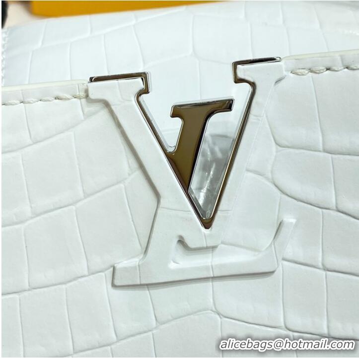 Unique Grade Louis Vuitton crocodile skin CAPUCINES MINI M81190 White