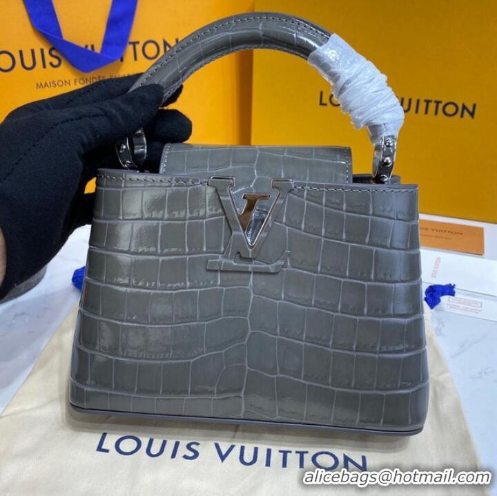 Good Taste Louis Vuitton crocodile skin CAPUCINES MINI M81190 dark gray