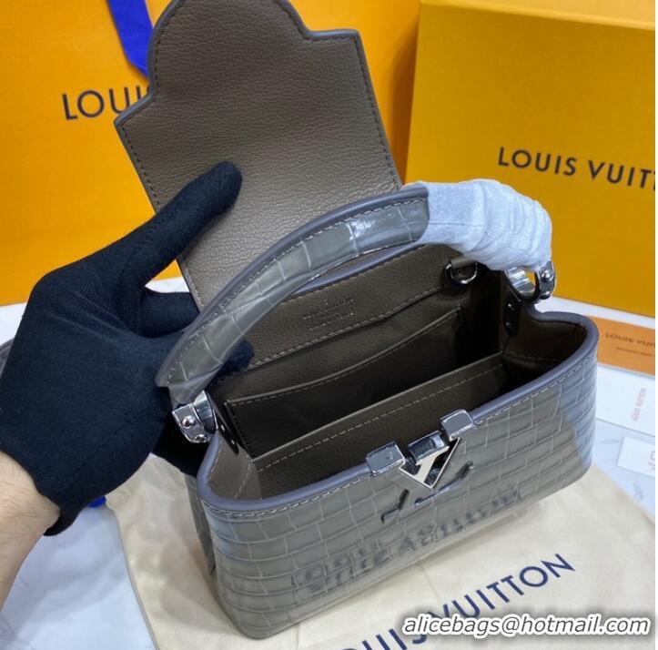 Good Taste Louis Vuitton crocodile skin CAPUCINES MINI M81190 dark gray