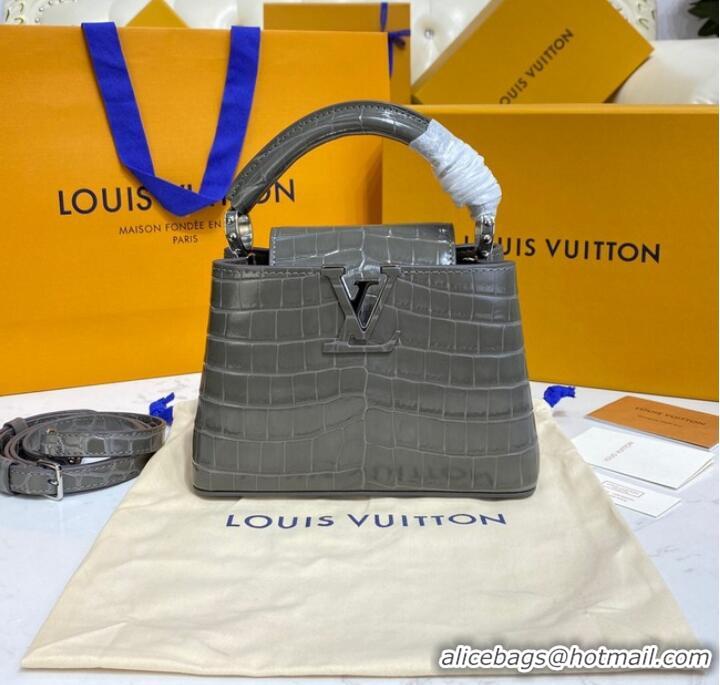 Good Taste Louis Vuitton crocodile skin CAPUCINES MINI M81190 dark gray