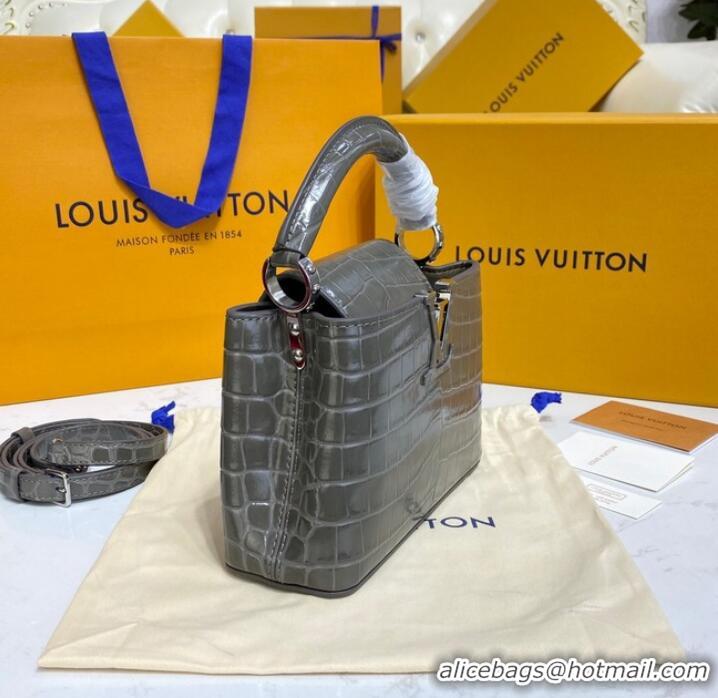 Good Taste Louis Vuitton crocodile skin CAPUCINES MINI M81190 dark gray