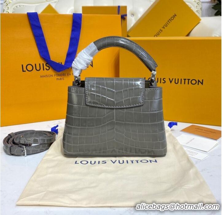 Good Taste Louis Vuitton crocodile skin CAPUCINES MINI M81190 dark gray