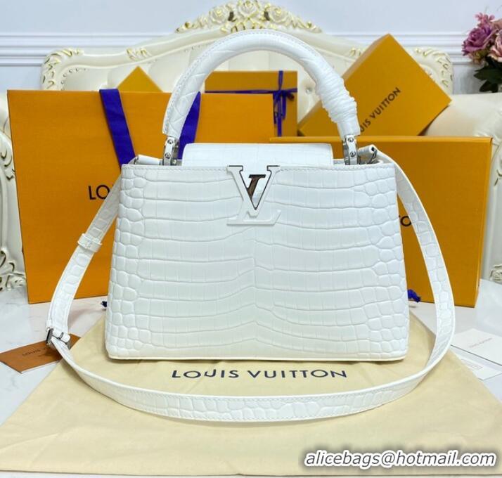 Pretty Style Louis Vuitton crocodile skin CAPUCINES M48866 white