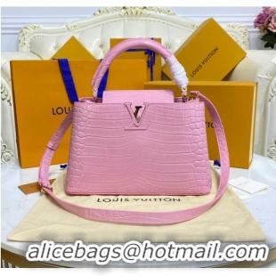 Super Quality Louis Vuitton crocodile skin CAPUCINES M48866 pink