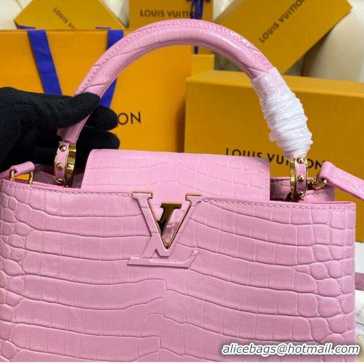 Super Quality Louis Vuitton crocodile skin CAPUCINES M48866 pink