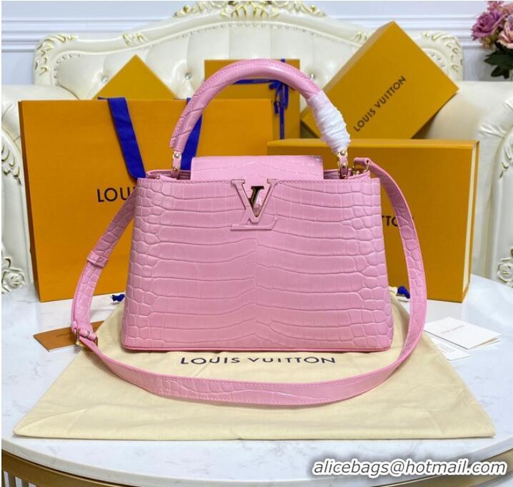 Super Quality Louis Vuitton crocodile skin CAPUCINES M48866 pink