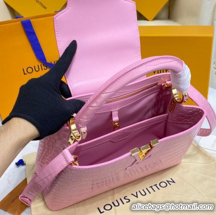 Super Quality Louis Vuitton crocodile skin CAPUCINES M48866 pink