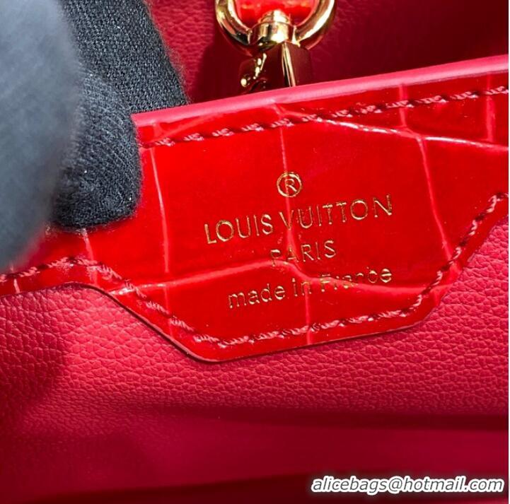 Super Quality Louis Vuitton crocodile skin CAPUCINES M48866 red