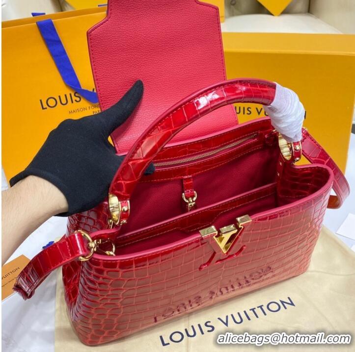 Super Quality Louis Vuitton crocodile skin CAPUCINES M48866 red