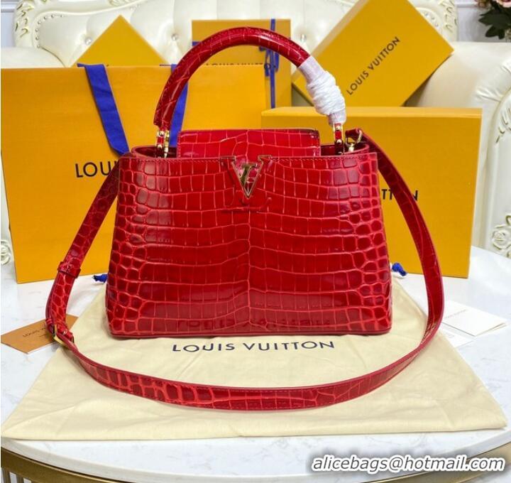 Super Quality Louis Vuitton crocodile skin CAPUCINES M48866 red