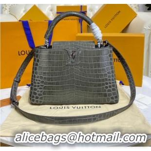 Shop Grade Louis Vuitton crocodile skin CAPUCINES M48866 dark gray