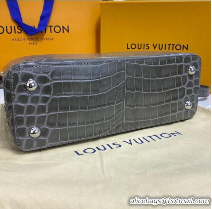 Shop Grade Louis Vuitton crocodile skin CAPUCINES M48866 dark gray