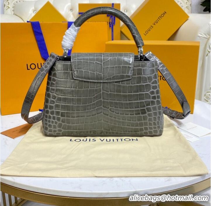 Shop Grade Louis Vuitton crocodile skin CAPUCINES M48866 dark gray