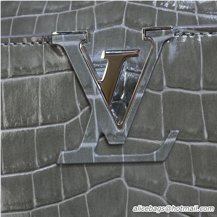 Shop Grade Louis Vuitton crocodile skin CAPUCINES M48866 dark gray