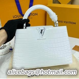 Buy New Cheap Louis Vuitton crocodile skin CAPUCINES BB M81190 white