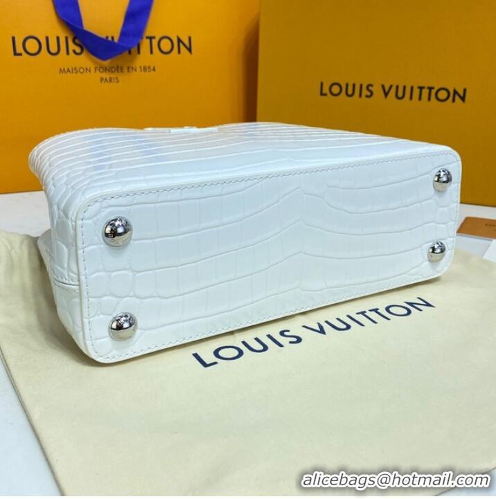 Buy New Cheap Louis Vuitton crocodile skin CAPUCINES BB M81190 white