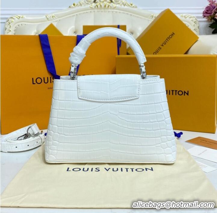 Buy New Cheap Louis Vuitton crocodile skin CAPUCINES BB M81190 white